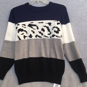 NWT Pretty Garden Animal Print Color Block Crew Neck Long Sleeve or Push Up